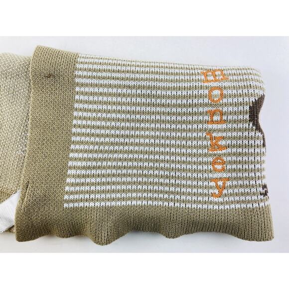 Monkey Sweater Knit Baby Blanket White Tan Beige Brown Toys ‘R’ Us Geoffrey LLC - Picture 4 of 9